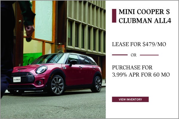 Pictured is a side driver side view of a clubman in the city